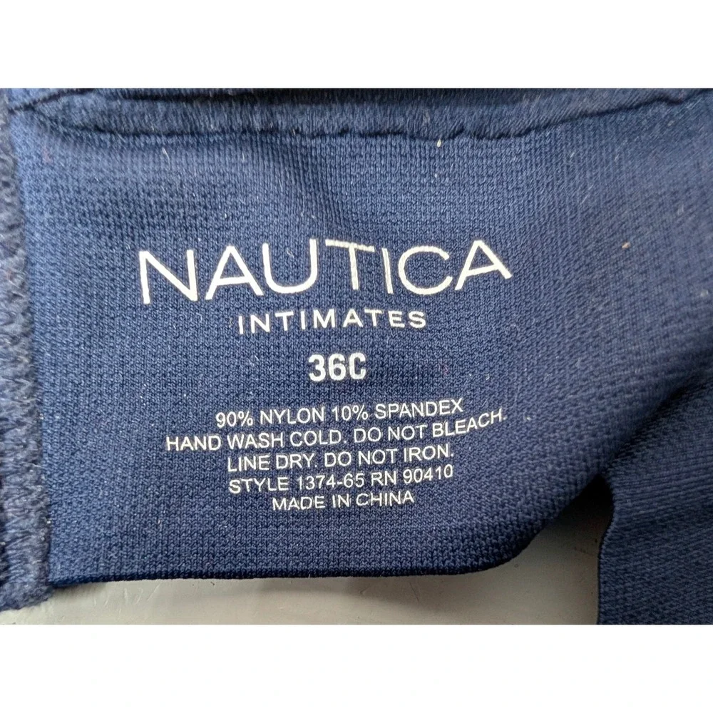 Nautica Intimates Women's Padded Bra Size 36C Navy Blue Wireless Stretch Comfort